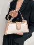 Baguette Bag Litchi Embossed Color Block PU