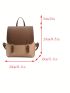 PU Flap Backpack Two Tone Magnet Buckle Decor