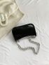 Crocodile Embossed Hobo Bag Chain Strap Silver Funky