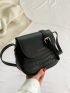 Mini Saddle Bag Crocodile Embossed Flap For Daily, Mothers Day Gift For Mom