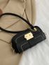 Small Square Bag PU Embroidered Metal Decor