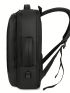 Black Functional Backpack With USB Charging Port Polyester Camping Bag