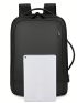 Black Functional Backpack With USB Charging Port Polyester Camping Bag