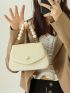 Mini Saddle Bag Faux Pearl Decor PU