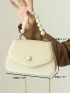 Mini Saddle Bag Faux Pearl Decor PU