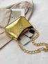 Mini Hobo Bag Stitch Detail Metallic PU Funky