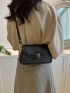 Flap Square Bag PU Black