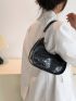 Crocodile Embossed Hobo Bag PU Black