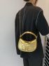 Buckle Decor Hobo Bag Metallic PU Funky Chain