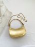 Buckle Decor Hobo Bag Metallic PU Funky Chain