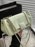 Flap Square Bag PU Chain Green