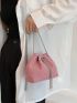 Mini Bucket Bag Faux Pearl Decor Chain