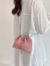 Mini Bucket Bag Faux Pearl Decor Chain