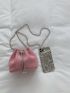 Mini Bucket Bag Faux Pearl Decor Chain