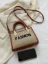 Mini Straw Bag Letter Embroidered Contrast Binding Vacation