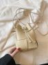 Mini Bucket Bag Braided Design PU Drawstring Detail