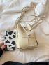 Mini Bucket Bag Braided Design PU Drawstring Detail