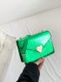 Mini Square Bag Crocodile Embossed Heart Decor Metallic PU Funky