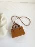 Mini Square Bag Studded Decor Zipper Detail PU