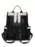 Colorblock Classic Backpack Studded Decor Adjustable Strap For Daily