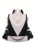 Colorblock Classic Backpack Studded Decor Adjustable Strap For Daily