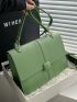 Medium Flap Square Bag Litchi Embossed Minimalist