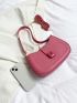 Minimalist Hobo Bag Small Neon Pink Zipper