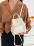 Mini Flap Backpack Drawstring Design Solid Minimalist