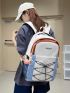 Medium Colorblock Classic Backpack Letter Graphic Drawstring Detail