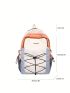 Medium Colorblock Classic Backpack Letter Graphic Drawstring Detail