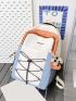 Medium Colorblock Classic Backpack Letter Graphic Drawstring Detail