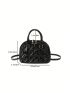 Small Dome Bag Quilted Pattern Solid Black Minimalist