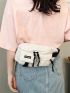 Medium Fanny Pack Letter Patch Decor Pocket Front