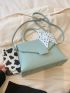 Small Flap Square Bag Litchi Embossed Twilly Scarf Decor