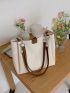 Two Tone Shoulder Tote Bag Double Handle