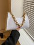 Small Baguette Bag Embossed Detail Chain Strap