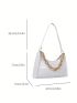 Small Baguette Bag Embossed Detail Chain Strap