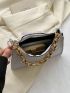 Small Baguette Bag Embossed Detail Chain Strap