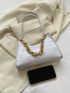 Small Baguette Bag Embossed Detail Chain Strap