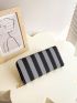 Two Tone Long Wallet Striped Pattern