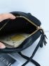 Casual Circular Crossbody Bag Sweet Tassel Women's Shoulder Bag PU Lady Handbag