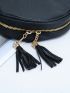 Casual Circular Crossbody Bag Sweet Tassel Women's Shoulder Bag PU Lady Handbag