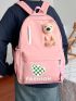 Letter Graphic Classic Backpack Cartoon Bear Decor