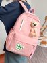 Letter Graphic Classic Backpack Cartoon Bear Decor