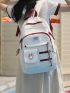 Letter Patch Decor Classic Backpack Zip Front Preppy