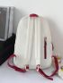 Letter Patch Decor Classic Backpack Zip Front Preppy