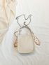 Mini Bucket Bag Embossed Detail Twilly Scarf Decor