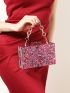 Mini Box Bag Sequin Decor Chain Strap