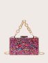 Mini Box Bag Sequin Decor Chain Strap