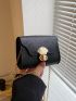 Mini Square Bag Black Glitter Flap For Party